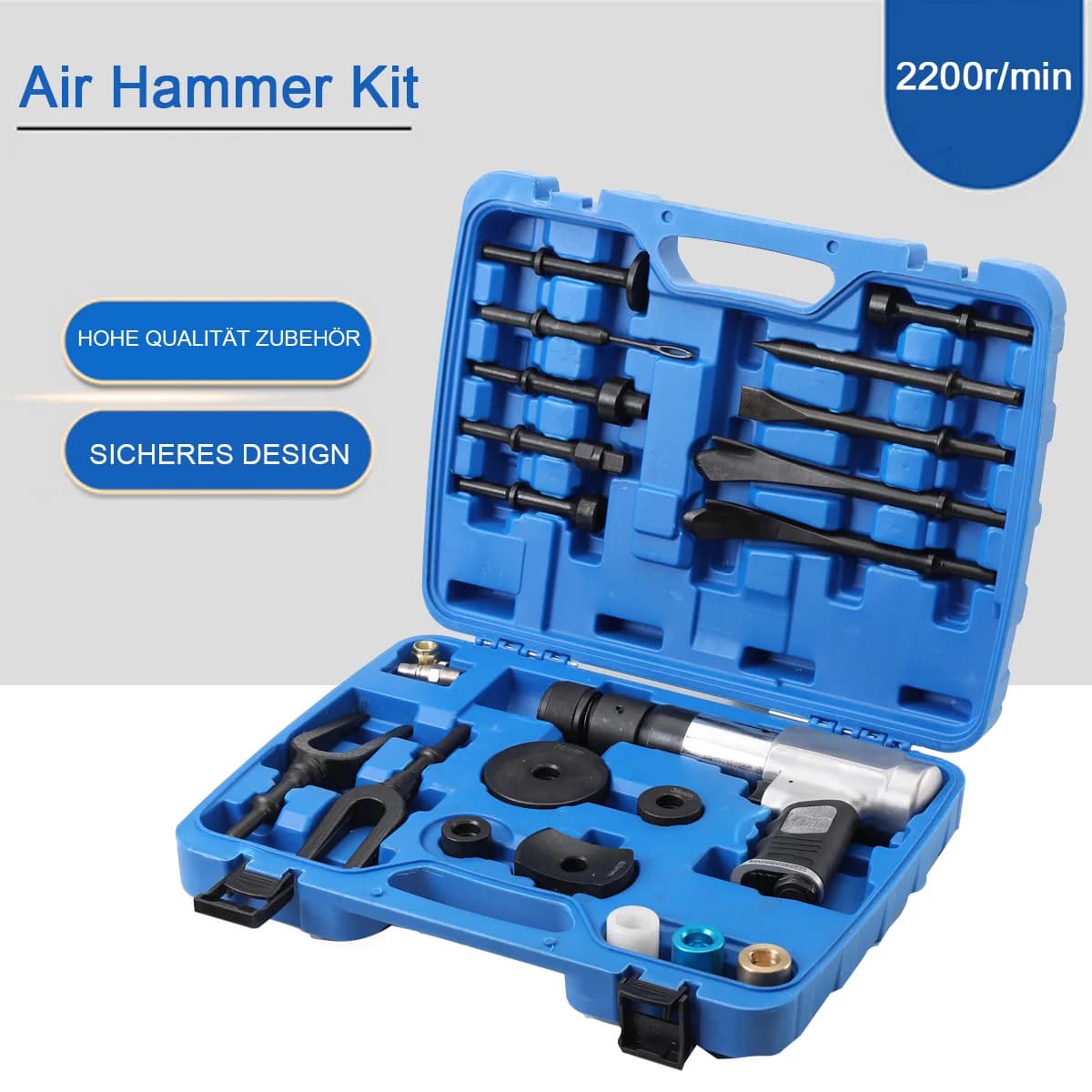 Ball Joint Disassembly Hammer Air Hammer Tool Set 16pcs Pneumatic Hammer Kit for Motor Vehicles and Workshop Cars