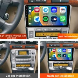 ESSGOO Android 14 2 DIN Wireless CarPlay Android Auto Car stereo Radio WIFI BT FM RDS GPS NAVI SWC For Toyota Avensis 2002-2008