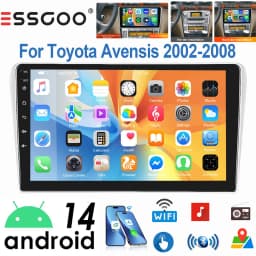 ESSGOO Android 14 2 DIN Wireless CarPlay Android Auto Car stereo Radio WIFI BT FM RDS GPS NAVI SWC For Toyota Avensis 2002-2008