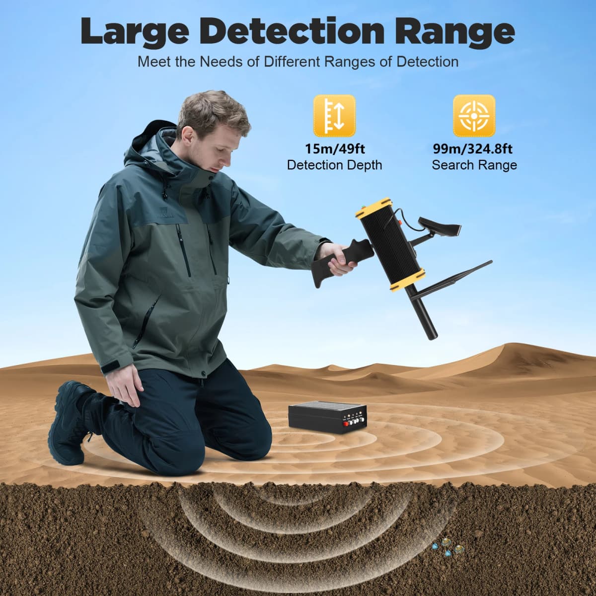 Upgraded Microcomputer Chip Metal Detector, 800mAh Rechargeable Lithium Battery Cordless Detector, Signal Bar & LCD Display with Headphones & Anti-collision Protective Edge