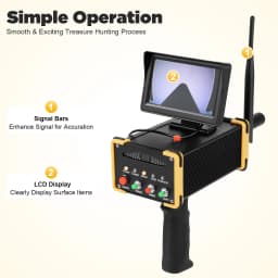 Upgraded Microcomputer Chip Metal Detector, 800mAh Rechargeable Lithium Battery Cordless Detector, Signal Bar & LCD Display with Headphones & Anti-collision Protective Edge