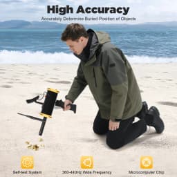 Upgraded Microcomputer Chip Metal Detector, 800mAh Rechargeable Lithium Battery Cordless Detector, Signal Bar & LCD Display with Headphones & Anti-collision Protective Edge