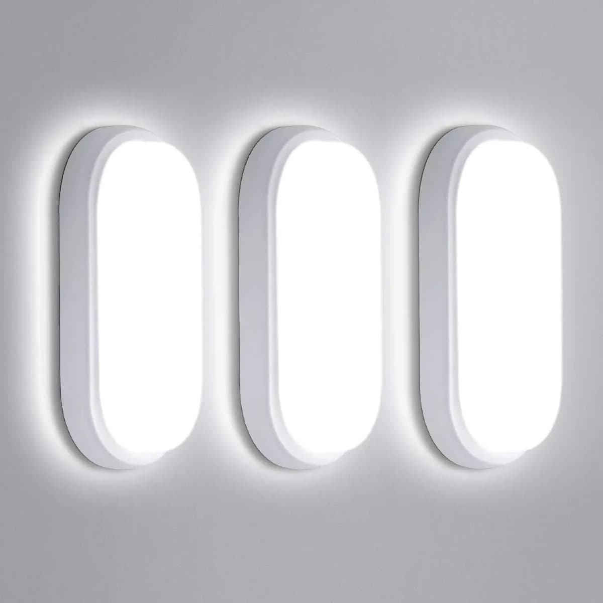 3-Pack 18W LED Ceiling Lights, 1710lm, IP65 Waterproof Oval Bathroom Lights for Hallway, Balcony, Basement, Garden