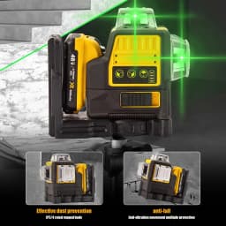 12 Lines Laser Level Horizontal Green Light Level Meter set Outdoor Surveying Tools 3D 360 Degree Vertical 12V Lithium Battery