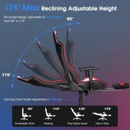 GC-RC03 Massage Gaming Chair 7-Point Adjustable Seat Height Ergonomic Office Chair with Footrest and Lumbar for Home Office