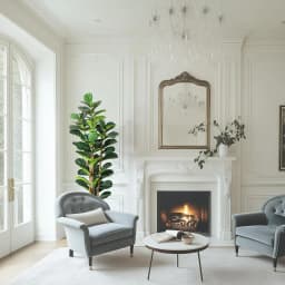 5ft -7ft Faux Fiddle Leaf Fig Tree with White Pot, Faux Trees with Artificial Plants Lifelike Fake Tree for Home Office Decor