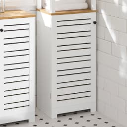 Sobuy Bzr43-W Bathroom Tall Cabinet Bathroom Storage Shelf Bathroom Cabinet with 3 Open Compartments and Louvered Door Bathroom Furniture