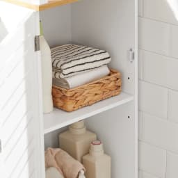 Sobuy Bzr43-W Bathroom Tall Cabinet Bathroom Storage Shelf Bathroom Cabinet with 3 Open Compartments and Louvered Door Bathroom Furniture