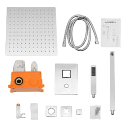 30CM Chrome Shower Set Stainless Steel G1/2 Rainfall Top Spray Handheld Shower with Shower Valve and Hose