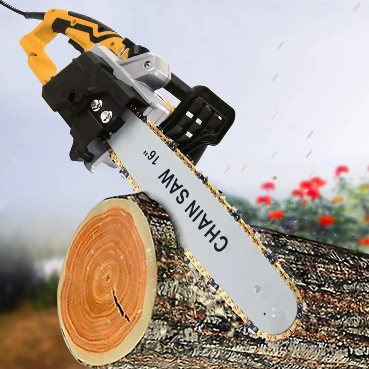16 Inch 2000W Electric Chainsaw, 800 rpm, Automatic Fuel Injection, Adjustable Chain for Branches, Shrubs, Wood, Gardens