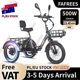 FAFREES F20 Mate Electric Tricycle 500W Brushless Motor 48V/23.45Ah Battery 20*3.0-inch Fat Tires 25km/h Max Speed 110km Max