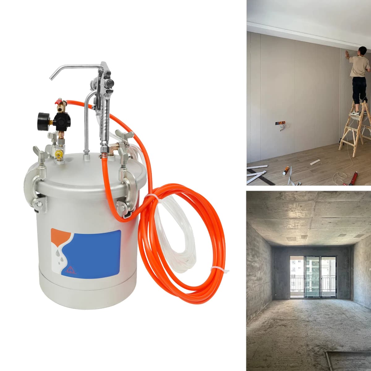 10L Air Paint Sprayer Tank Professional HVLP Spray Gun System 50-80 PSI 3mm Nozzle for Wall Painting DIY Projects