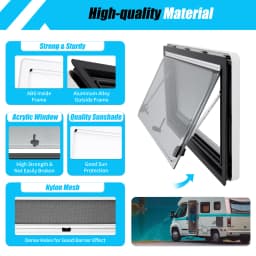 Window 900 X 500 mm Caravan Window E13 Hinged Window RV External Push Window W/Integrated Roller Blind Fly Screen Side Window