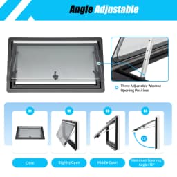 Window 900 X 500 mm Caravan Window E13 Hinged Window RV External Push Window W/Integrated Roller Blind Fly Screen Side Window
