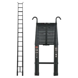 6.2M 20.3FT Telescopic Ladder with Detachable Hook, Aluminum , EN131, Max Load 150KG for Loft Indoor Outdoor Office House