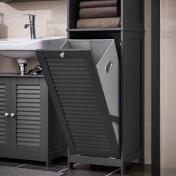 SoBuy BZR124 High wardrobe with fold-out laundry bag bathroom wardrobe narrow laundry wardrobe bathroom shelf bathroom furniture