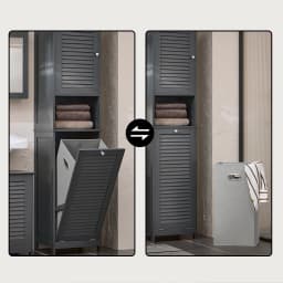 SoBuy BZR124 High wardrobe with fold-out laundry bag bathroom wardrobe narrow laundry wardrobe bathroom shelf bathroom furniture