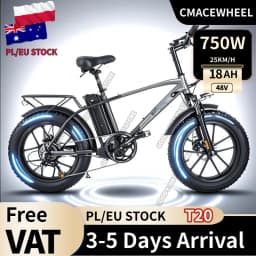 CMACEWHEEL T20 750W 20" Fat Bike 864Wh Electric Mountain Bike Cargo E-bike 48V 18Ah Battery