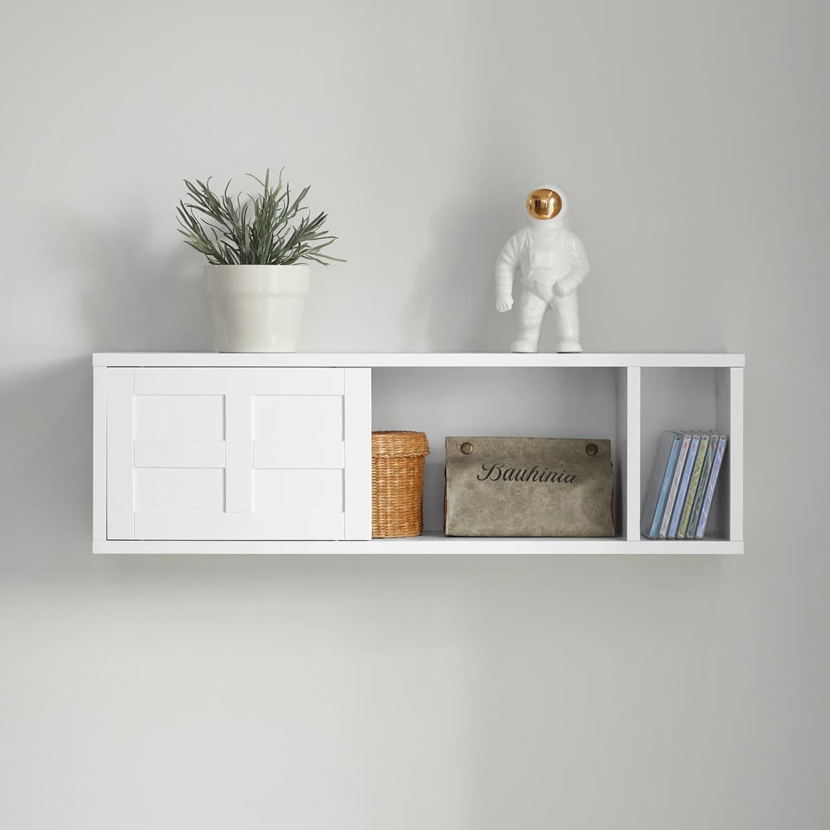 SoBuy FHK18-W Wall wardrobe with sliding doors and compartment hallway wardrobe wall shelf hanger no matter wardrobe White BHT approx.: 75x23x20cm