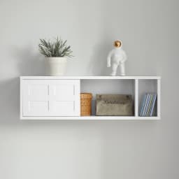 SoBuy FHK18-W Wall wardrobe with sliding doors and compartment hallway wardrobe wall shelf hanger no matter wardrobe White BHT approx.: 75x23x20cm