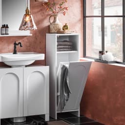 SoBuy BZR161-W laundry wardrobe with fold-out laundry bag laundry collector laundry basket laundry chest bathroom wardrobe bathroom wardrobe