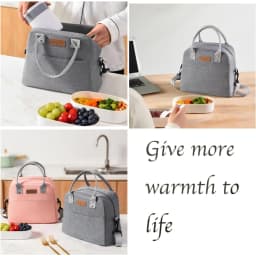 Insulated Lunch Tote Bag Reusable Meal Prep Thermal lunch Bag Waterproof Cooler bag for Office,Picnic (Black)