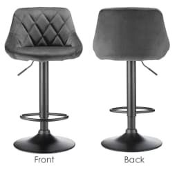 Set of 2 Velvet Bar Stools. Modern Design Kitchen Chair with Height Adjustable Seat, 360° Swivel and Footrest