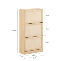 SoBuy shoe cabinet with 3 flaps, narrow shoe cabinet, shoe shelf, shoe rack with 6 shelves, natural chest of drawers, WDH 60x118x24cm