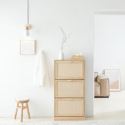 SoBuy shoe cabinet with 3 flaps, narrow shoe cabinet, shoe shelf, shoe rack with 6 shelves, natural chest of drawers, WDH 60x118x24cm