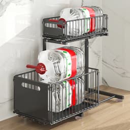 1/2PCS Pull Out Cabinet Organizer Adjustable Kitchen Storage Rack Under Sink Organizer Spice Jar Storage Rack Slide Out Drawer