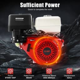 15 HP Petrol Engine, 4 Stroke 420CC 9.7 KW Single Cylinder Heavy Duty Engine, Stand-Up Kart Engine, Industrial Engine