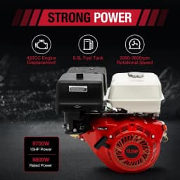 15 HP Petrol Engine, 4 Stroke 420CC 9.7 KW Single Cylinder Heavy Duty Engine, Stand-Up Kart Engine, Industrial Engine