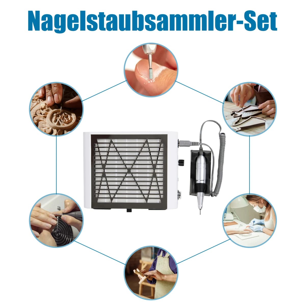 Nail Table for Nail Tech, Compact and Powerful, 30,000 RPM, Adjustable Speed, Nail Dust Collector with Reusable Filter,