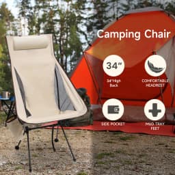 Folding Camping Chair with Headrest Lightweight Aluminum Alloy Portable Tourist Chair Fishing Chair Moon Chair Outdoor Furniture
