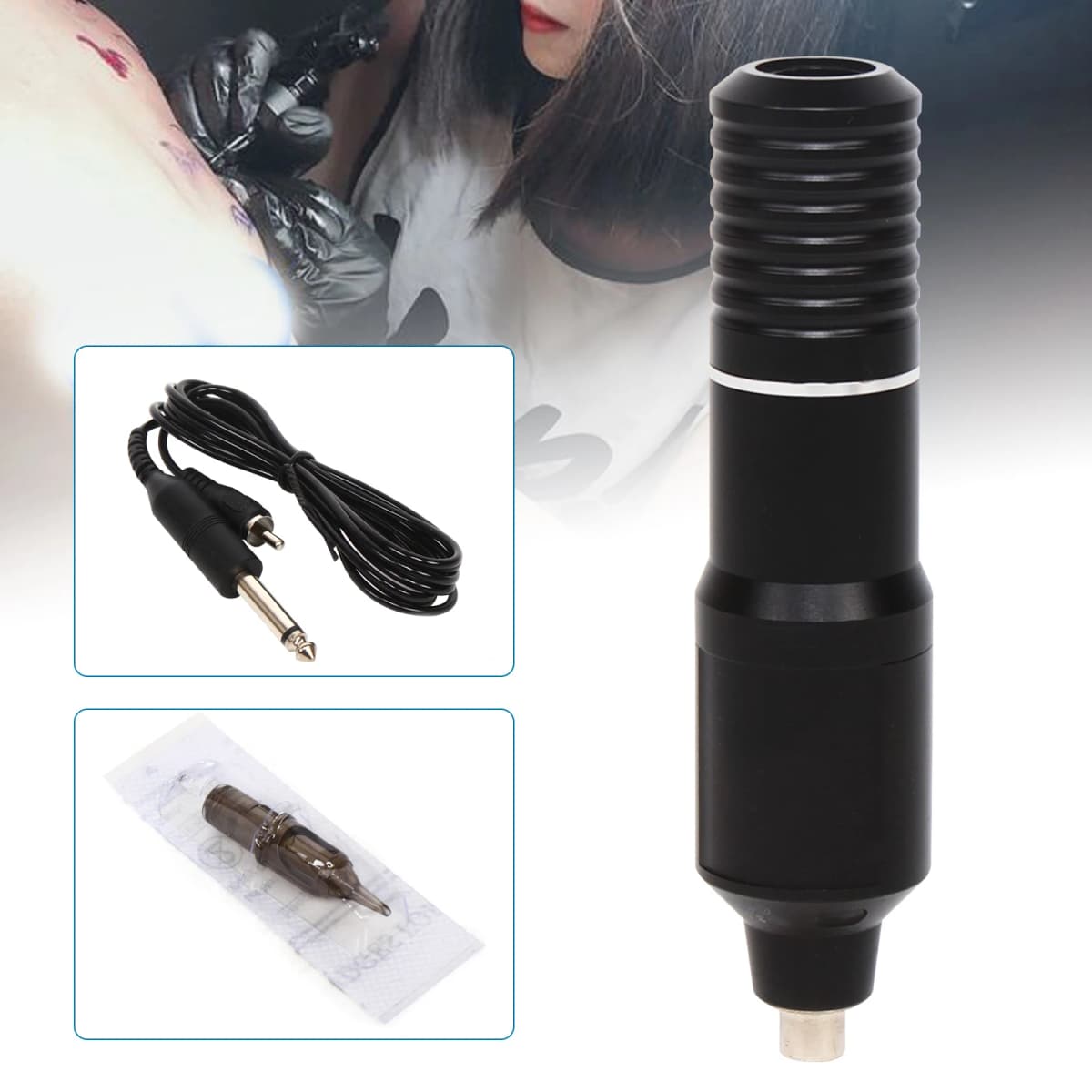Tattoo Machine Rotary Pen, 12000RPM, Adjustable Needle Length 1-4mm, 8-10V, Tattoo Artist Complete Set, Tattoo Pen