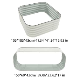 Dual-Size Raised Garden Bed - White Anti-Rust Zinc Steel Planter Box with Open Base for Vegetables/Herbs/Flowers