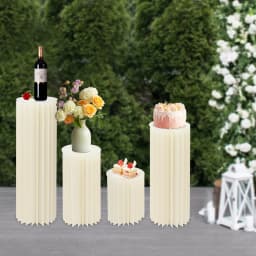 4PCS Foldable Cardboard Stands Wedding Centerpieces Vase Columns Display for Wedding Party Garden Decoration (40+60+80+100cm)