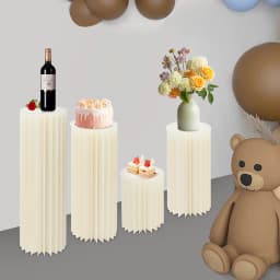4PCS Foldable Cardboard Stands Wedding Centerpieces Vase Columns Display for Wedding Party Garden Decoration (40+60+80+100cm)