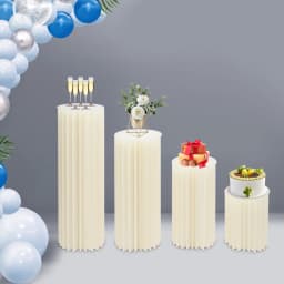 4PCS Foldable Cardboard Stands Wedding Centerpieces Vase Columns Display for Wedding Party Garden Decoration (40+60+80+100cm)