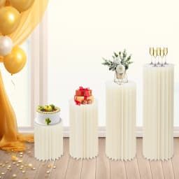 4PCS Foldable Cardboard Stands Wedding Centerpieces Vase Columns Display for Wedding Party Garden Decoration (40+60+80+100cm)