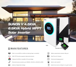 Sako Sunon V 6.2Kva 6200W 48V Hybrid Inverter | Built-In 120A Mppt | 60–450Vdc Pv Input | Battery-Less Operation | Dual Output
