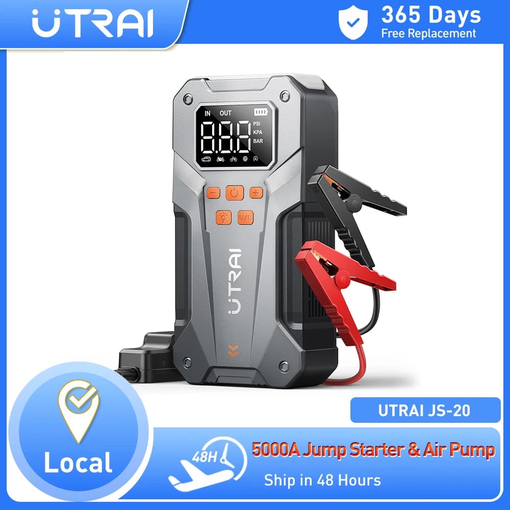 UTRAI 5000A 150PSI Jump Starter with Air Compressor for All Gas and 10.0L Diesel Engines Starting Device Car Starter 