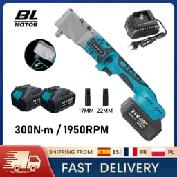 300N·m Brushless Ratchet Right Angle Wrench Cordless Driver 90° Electric Impact Wrench 3CM Narrow Head for Car/Mechanical Repair