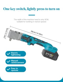 300N·m Brushless Ratchet Right Angle Wrench Cordless Driver 90° Electric Impact Wrench 3CM Narrow Head for Car/Mechanical Repair