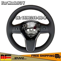 Heated Steering Wheel PU Leather Car Steering Wheel with Heating Function 1490214-00-B For Tesla Model 3 Model Y 2017-2023