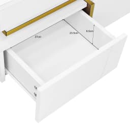 Coffee table, high-gloss living room table, side table with drawers and golden accents