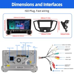 ESSGOO 10" Android 14 Car Stereo Radio For Ford Transit Custom 2012-21 Carplay Android Auto GPS Navi FM WiFi BT RDS Mirror Link
