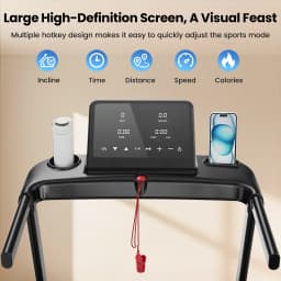 Formill FT61 3.0HP Foldable Treadmill, 15% Incline, 13.5km/h, 17×43Inch Belt, 300lbs Load, Silent, LCD, Shock-Absorbing for Home