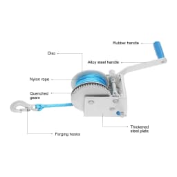 Manual Winch with 8m Rope, 3 Gear Ratios 4500lbs Hand Winch with Locking Function for Trailers