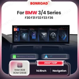 Bonroad 14.9" Android Auto Multimedia Wireless Carplay for Bmw 3/4 Series F30 F31 F32 F33 F36 with 2560*720 Display Touch Screen